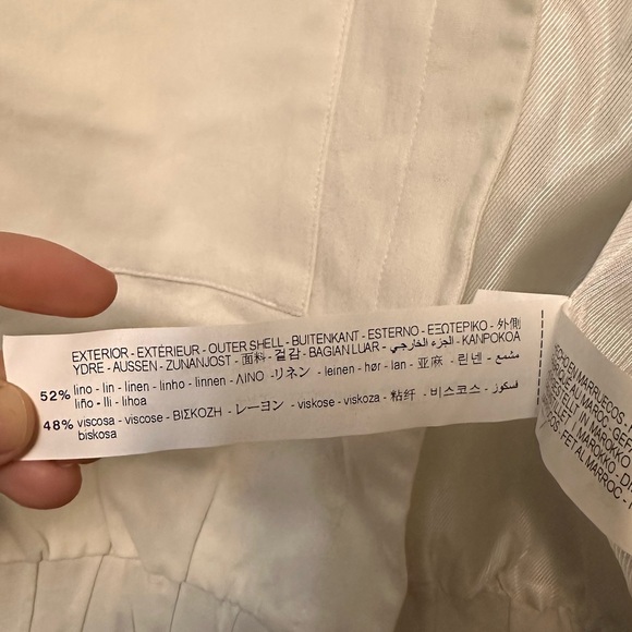 Zara White linen oversized bomber jacket size SMALL - Picture 14 of 14